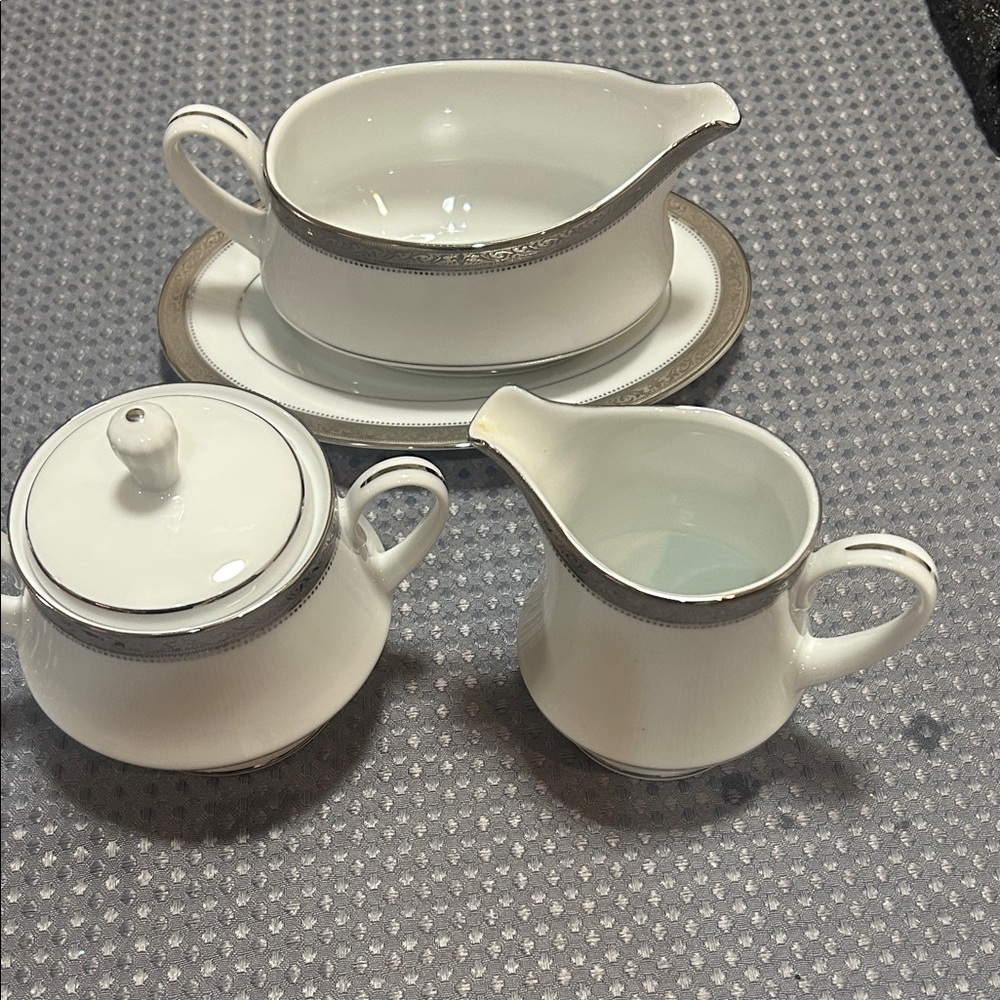Elegant White and Silver Dining Set